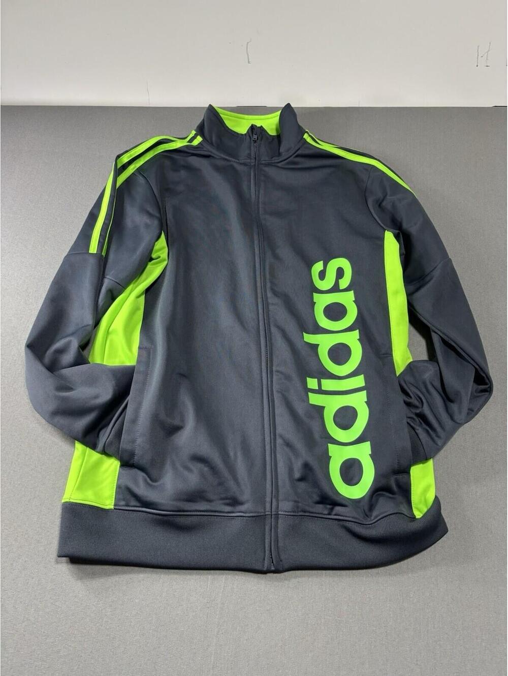 Adidas Long Sleeve Full Zip Boys Warm-up Tricot Fleece jacket Size L